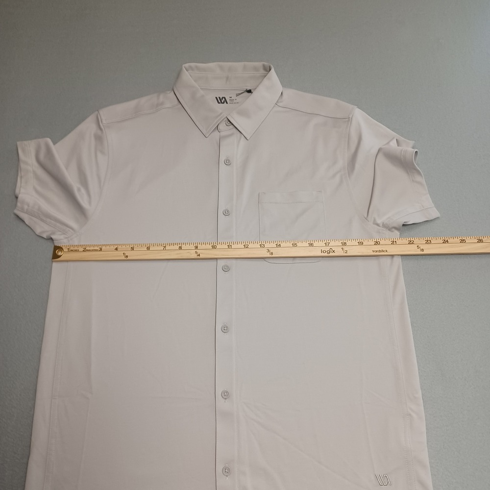 VRST Short Sleeve Button Up Mens M Light Grey SS Button Up Four-Way Stretch - Picture 3 of 12